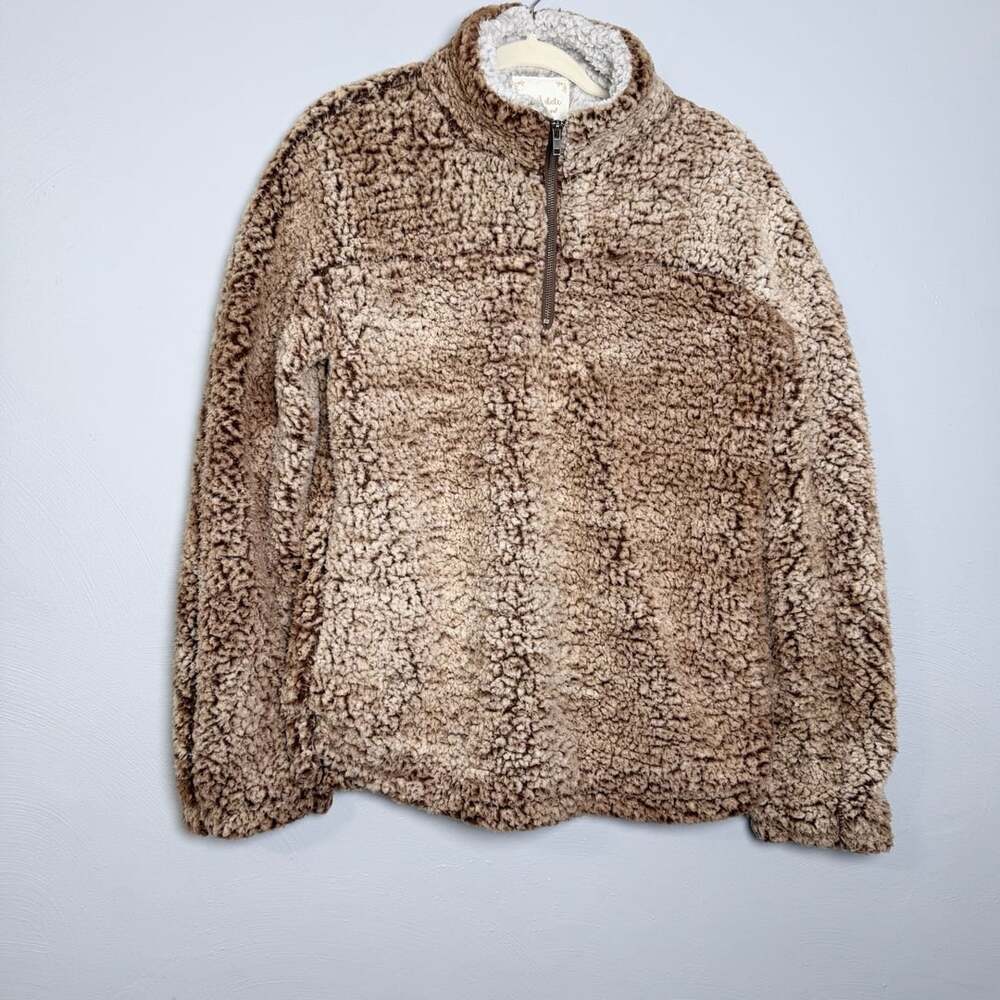 Altar'd State Sherpa Quarter Zip Size L Brown Bear Pullover